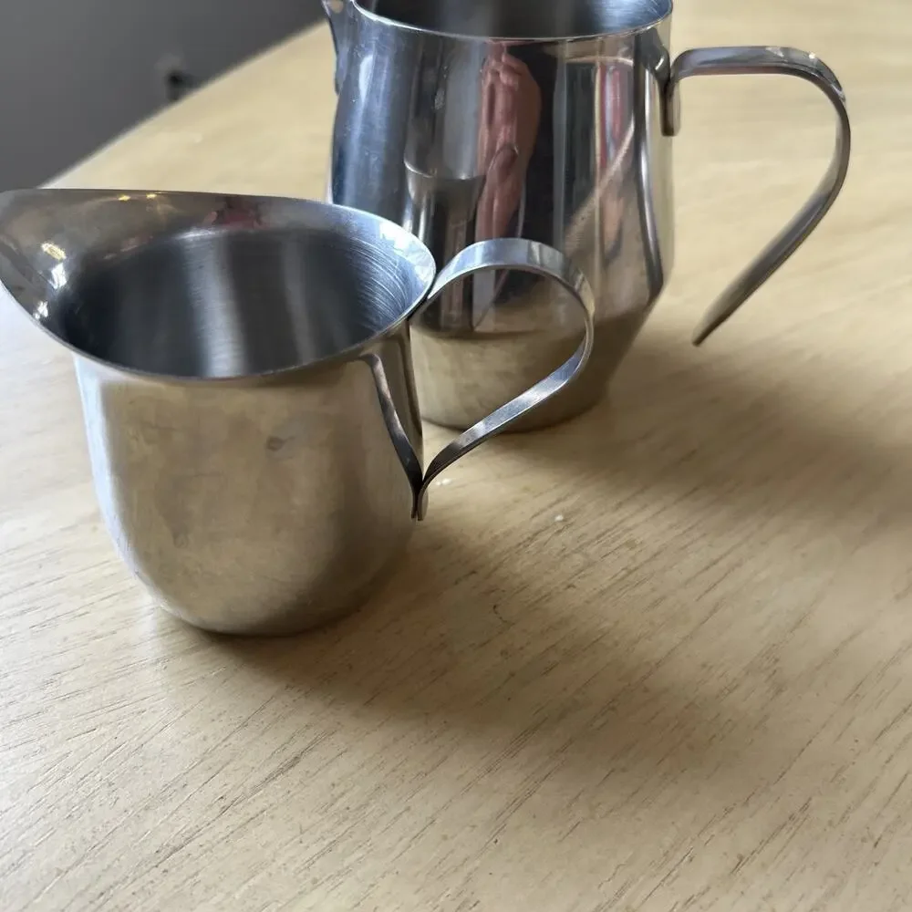 Milk Frothing Pitcher and Mini Creamer Cup 18/8 Stainless Steel Coffee Creamer